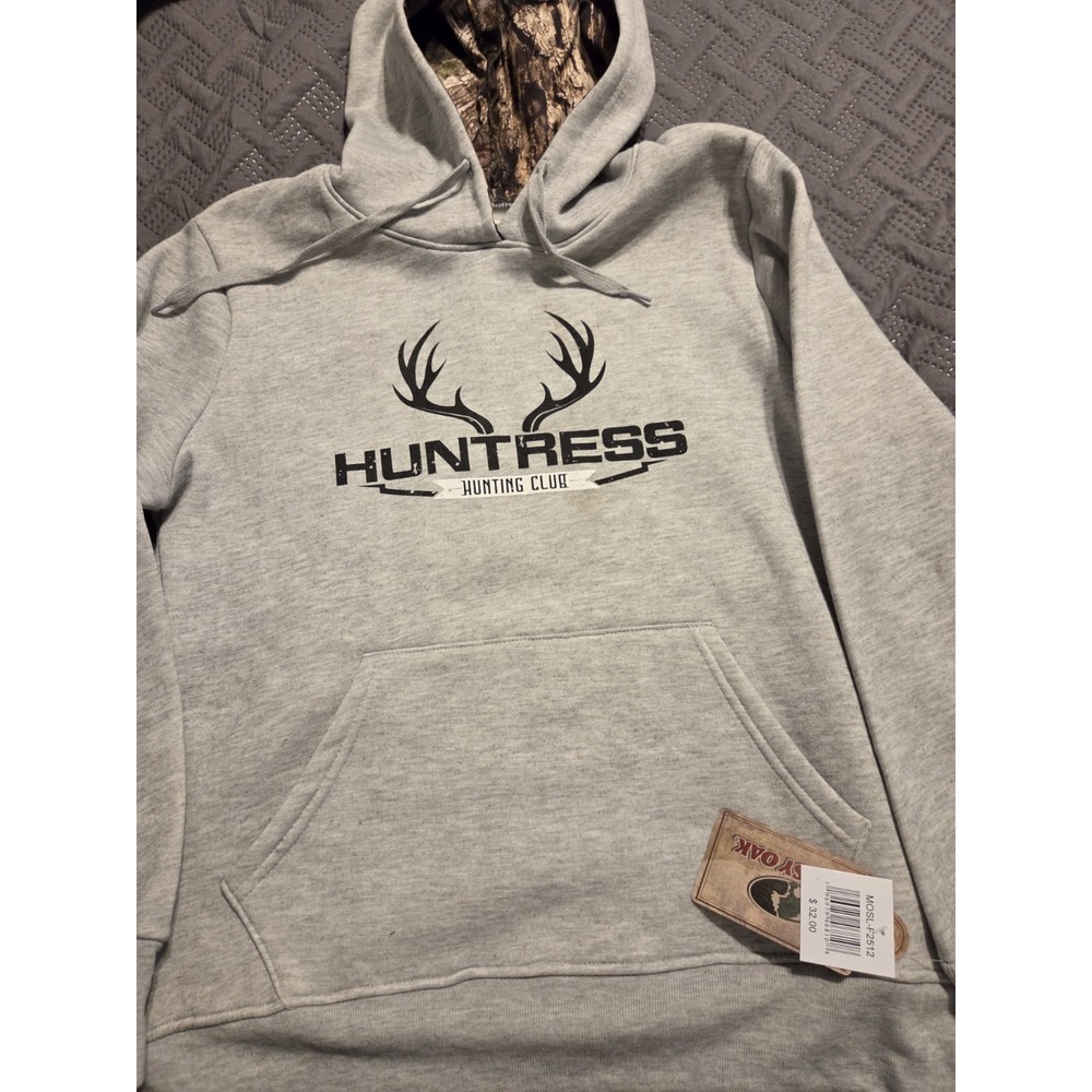 Mossy Oak Hoodie Womens Huntress Size Medium Gray Hooded Sweatshirt